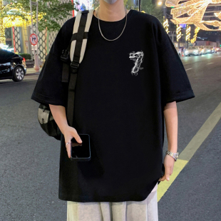 港风男生体恤纯色打底衫 短袖 潮牌宽松纯棉半袖 2026新款 t恤男夏季