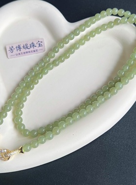 C037天然正宗和田玉卡6mm冰晴水女神链单圈项链 ins风精美108项链