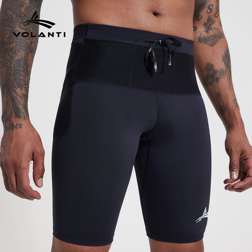 沃兰迪跑步五分紧身压缩裤高弹