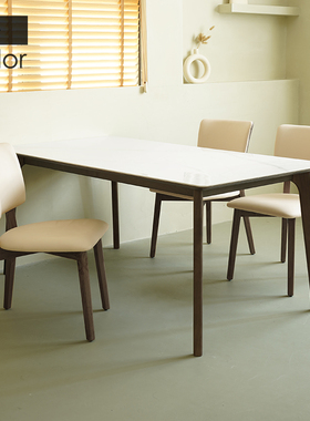 artcolor/现代简约岩板餐桌北欧实木桌子欧式长方形饭桌2024新款