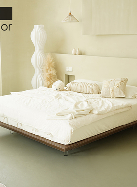 artcolor/无床头悬浮床马鞍皮侘寂风皮艺床现代简约主卧床婚床