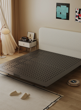 artcolor亚麻布艺悬浮床全金属架子床奶油风双人主卧大小户型婚床