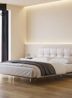 artcolor/极简金属不锈钢悬浮床床架轻奢主卧床2024新款床婚床