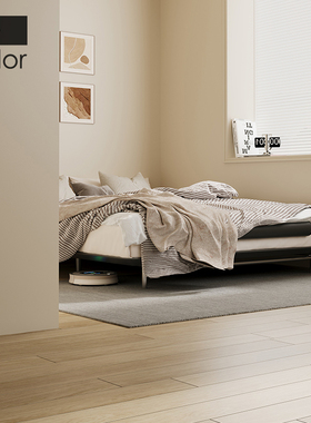 artcolor悬浮奶油侘寂风小户型2024年新款网红无床头碳素钢架床架