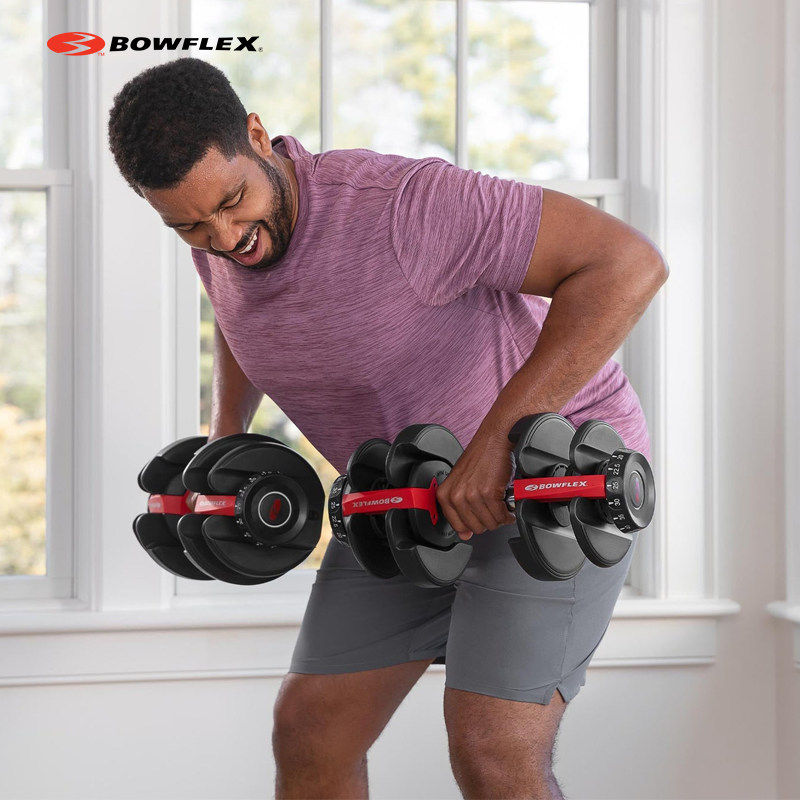 乔山BowFlex博飞可调节哑铃架家用24kg带底座多功能健身组合套装