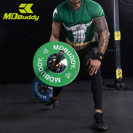 MDBuddy彩色包胶竞赛型橡胶杠铃片环保耐用防震力量举重健身器材