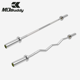 MDBUDDY短杠铃杆1.2米力量健身训练手臂弯举纯刚镀铬150kg大承重