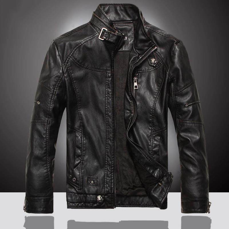 香港机车皮夹克男士秋冬英俊休闲夹克正品皮夹克羊毛衬里韩式立领