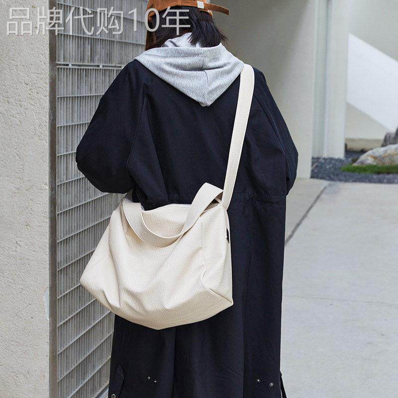 大容量PU托特包米白色机车风休闲单肩包2025春季新款软皮斜挎包运