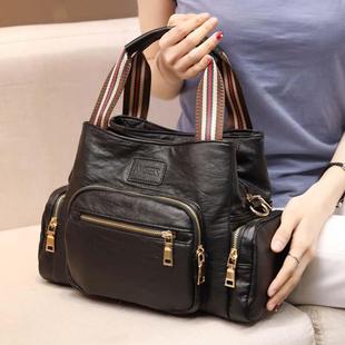潮網紅ins女士單肩手提大包大容量真皮女包 包包女斜挎包2024新款