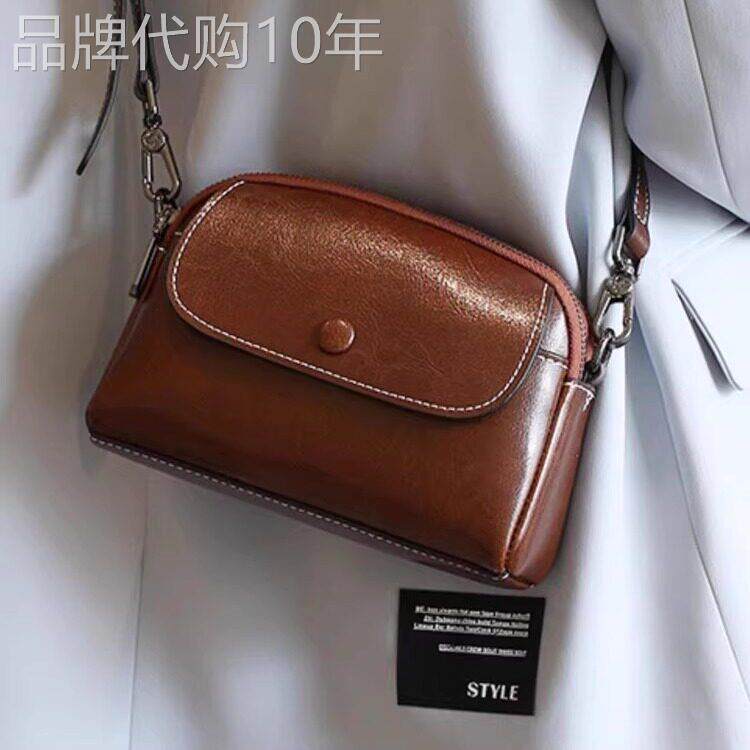 香港新款时尚夏季小众百搭单肩斜挎包多层网红款斜挎真皮女士背包