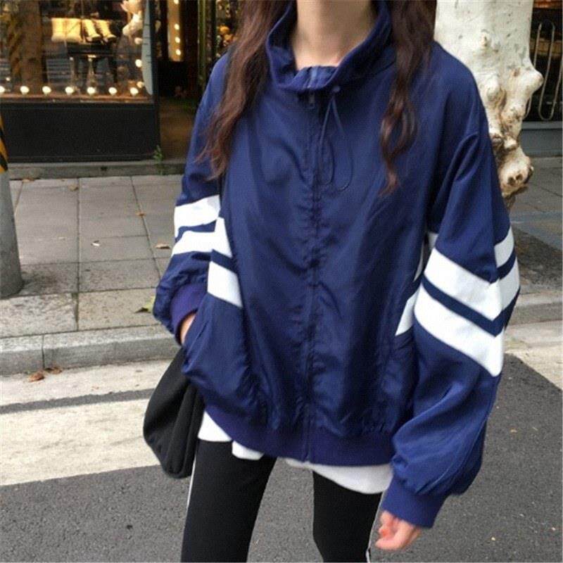 运动外套女夏季欧货休闲防风上衣蝙蝠袖棒球服夹克防晒风衣冲锋衣