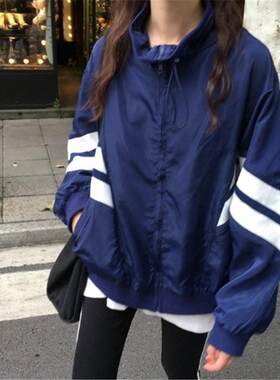 运动外套女夏季欧货休闲防风上衣蝙蝠袖棒球服夹克防晒风衣冲锋衣
