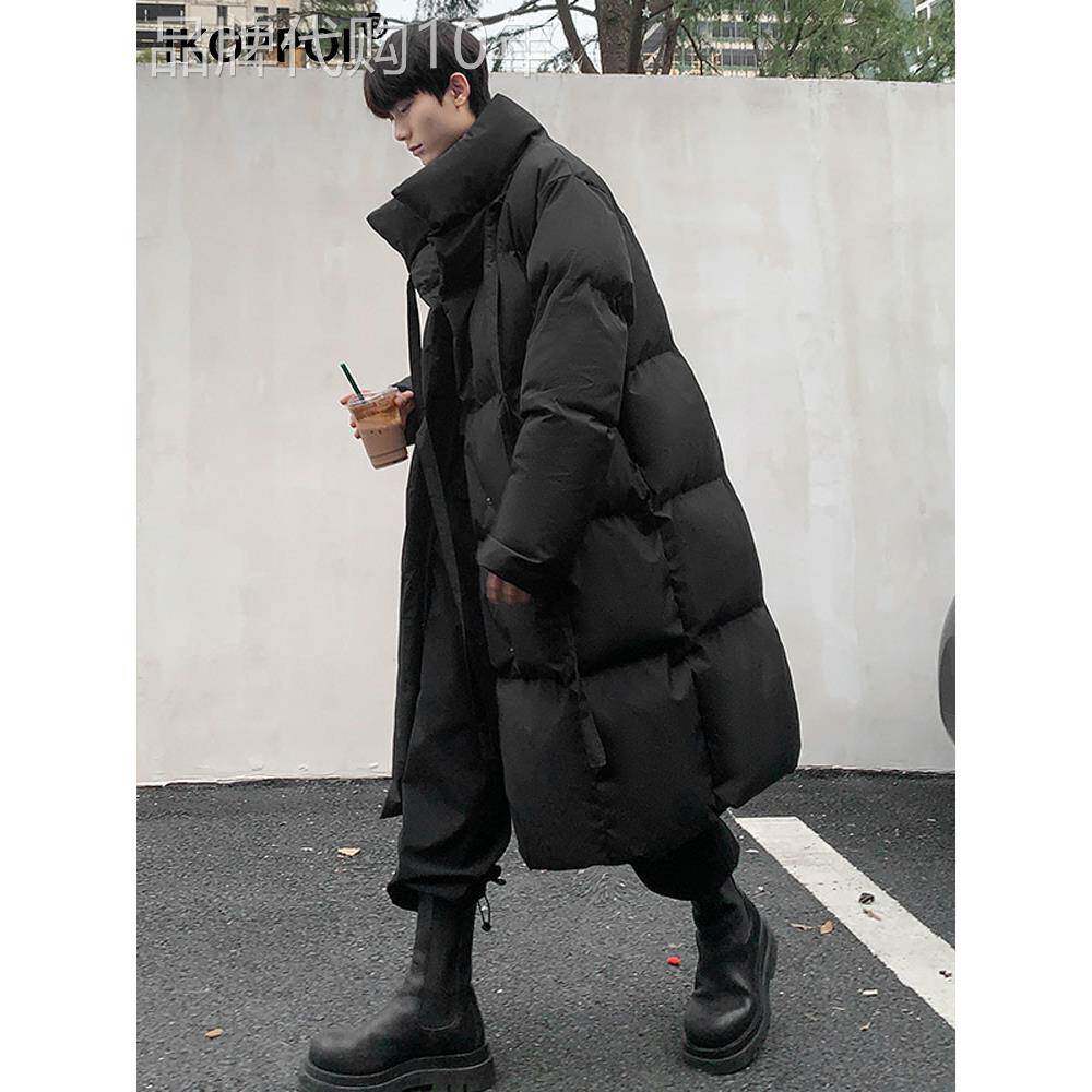 羽绒服男士2025秋冬季设计感小众绑羽绒衣纯色加厚过膝长款外套潮