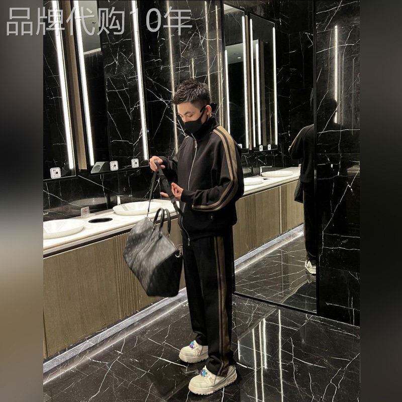高端男士休闲运动套装2026新款春秋季立领外套搭配长裤两件套男款