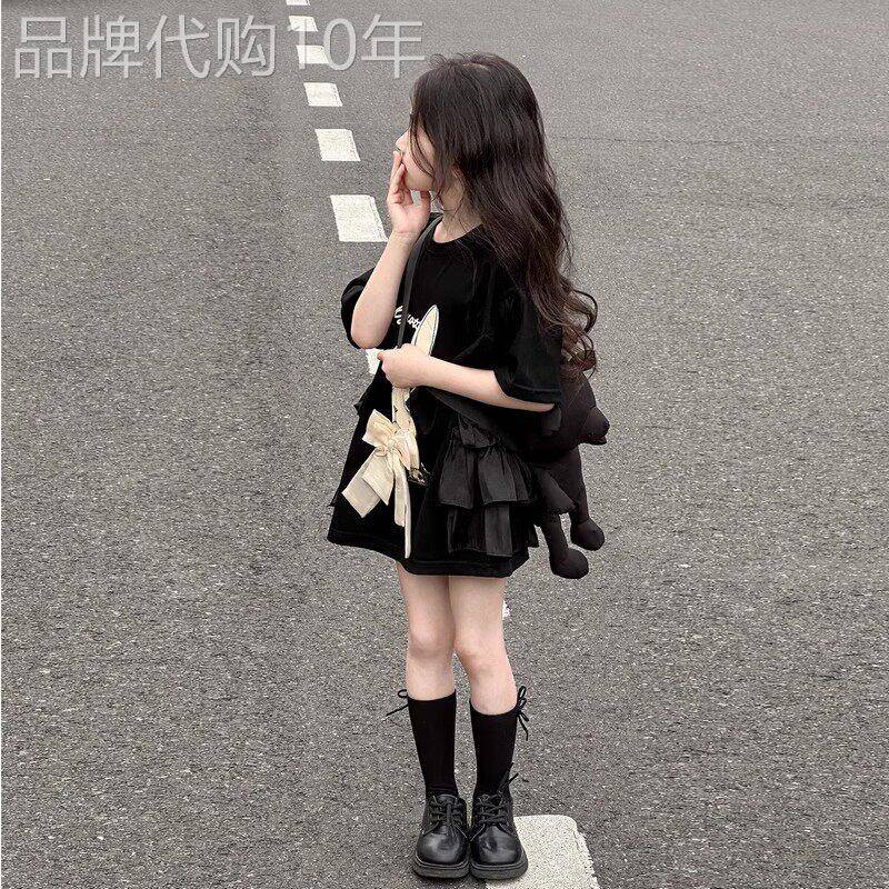 韩国Uamtor女童短袖T恤夏季款洋派女大唐韩系潮酷穿搭高级感童装