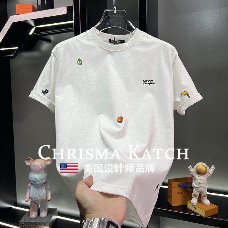出口美国⭐Chrisma Katch~夏季新款潮牌卡通刺绣宽松圆领短袖T恤