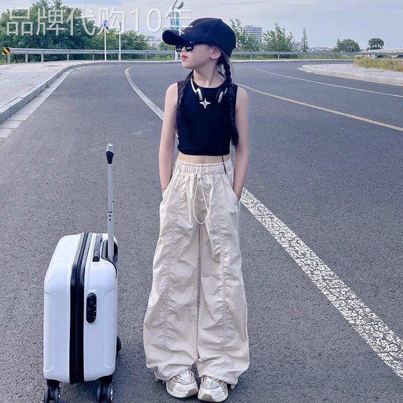 法国Uamtor女童裤子夏季薄款2026新款儿童长裤夏装宽松直筒裤图片