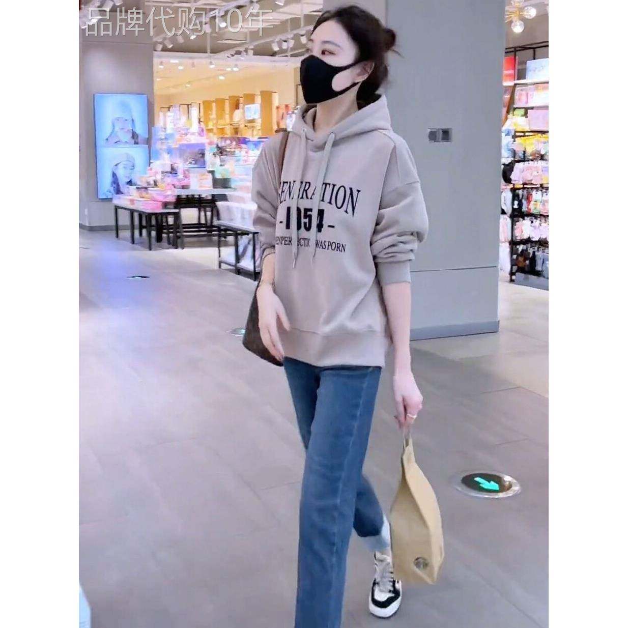 加绒加厚卫衣女新款2025爆款时尚洋气秋冬宽松韩版连帽小个子上衣