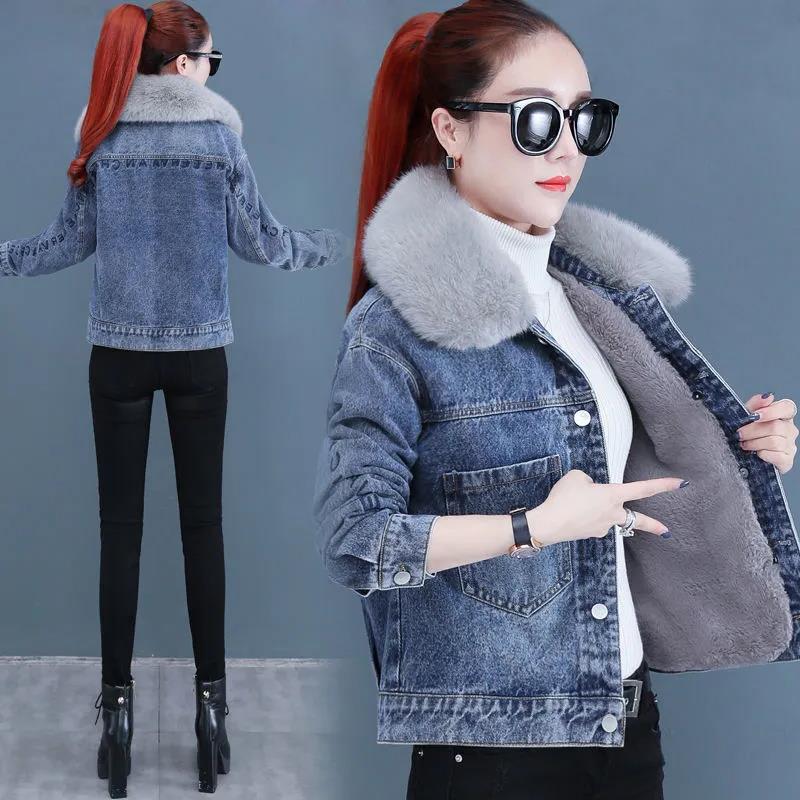 潮牌CVY牛仔外套女2025年冬季新款加绒加厚韩版修身显瘦短款棉衣