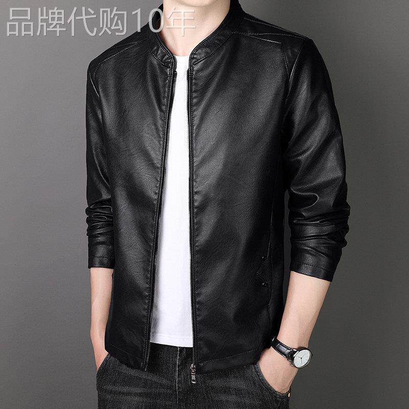 真品男式皮夹克2025年春秋新款山羊皮摩托车立领经典帅气款夹克男
