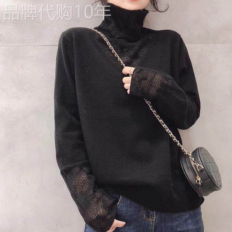 【羊绒】打底衫女秋冬内搭2025新款高领覆古宽松蕾丝边毛衣配大衣