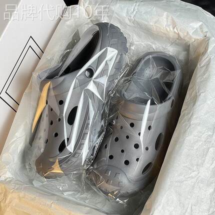 潮牌4.0cm厚底增高踩屎感eva洞洞鞋男夏季外穿运动两穿情侣凉拖鞋