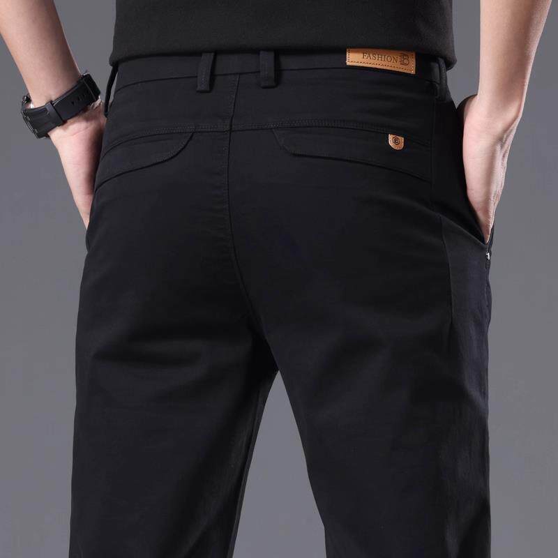 意大利高端纯棉休闲裤男款2025新款加绒商务修身直筒免烫西裤秋季