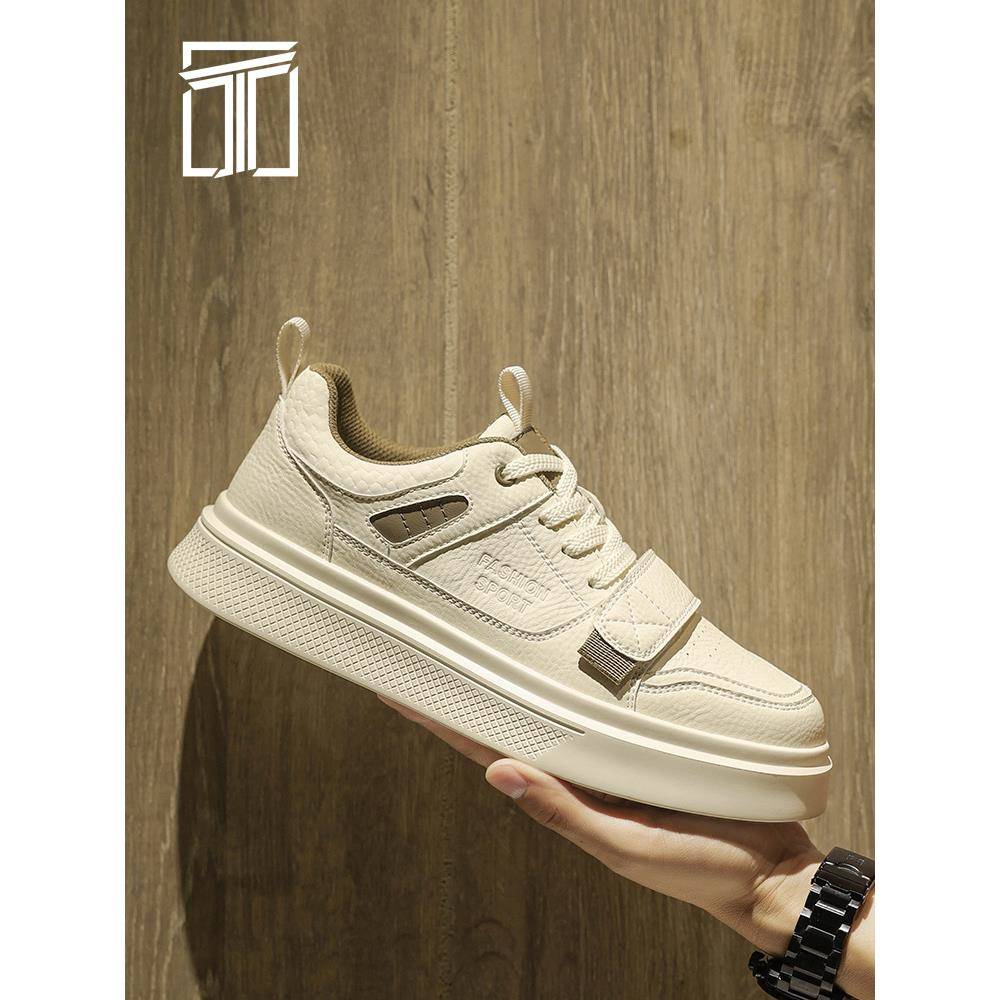 香港ITUN7G冬季新款男鞋时尚潮流运动皮面软底防滑低帮休闲小白鞋