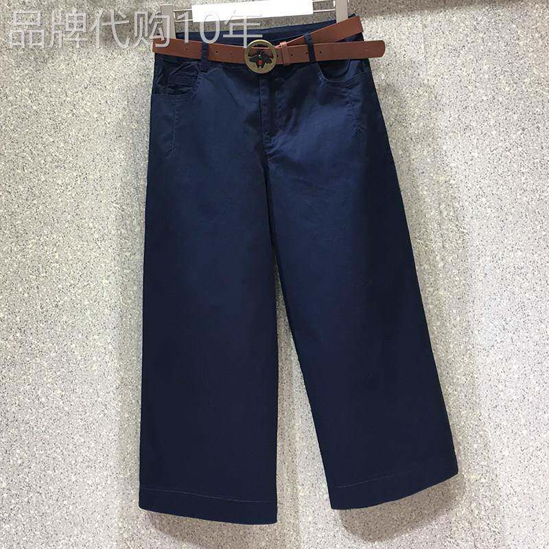 超火春夏新款休闲高腰弹力七分阔腿裤女宽松显瘦直筒八分阔腿裤子