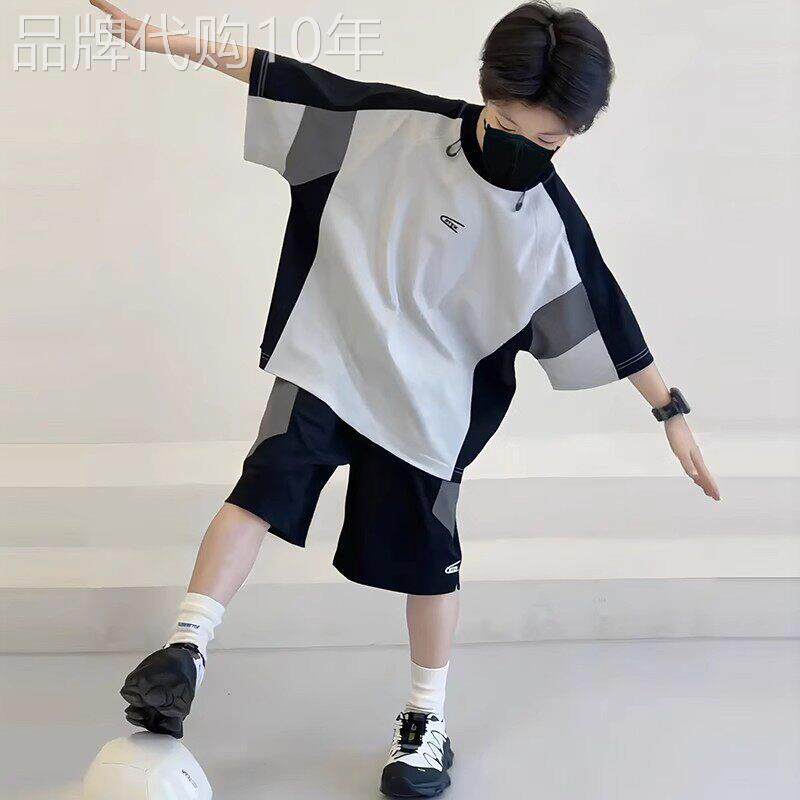 法国儿童套装男童夏装短袖套装2025夏季中大童运动夏款速干男孩球