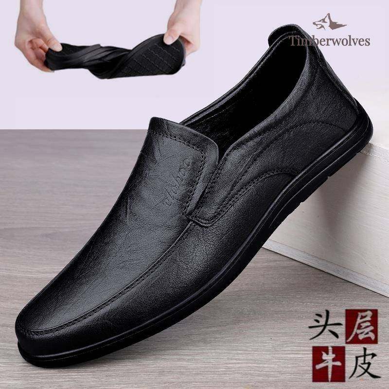 高端豆豆鞋男士2025新款头层牛皮真皮皮鞋懒人开车驾车鞋英伦男鞋