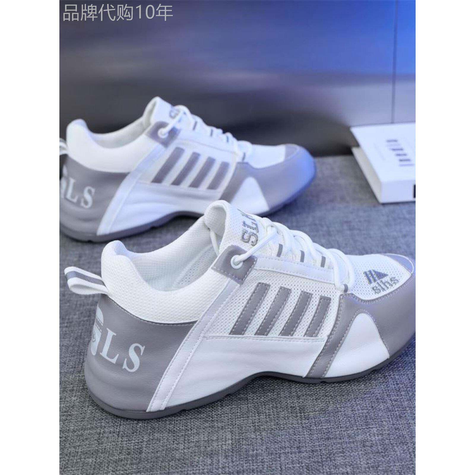 男鞋夏季网透气皮革泡扑白色爸爸鞋的男人和女人夫妇时髦软底防滑