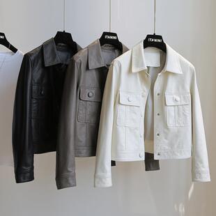 韩国皮衣外套女短款2025新款春秋高级感休闲小个子机车服真皮夹克