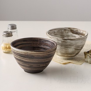 家用餐具米饭碗面碗菜碗釉下彩 小鹿田烧日本进口陶瓷复古深钵日式