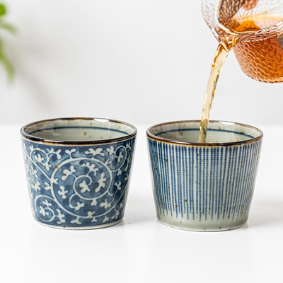 小鹿田烧日式釉下彩陶瓷茶杯日本