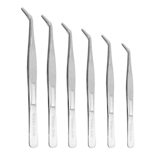 医用弯头镊子不锈钢304加厚加长夹子实验室用有齿防滑医疗手术用