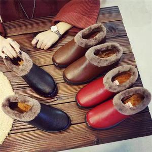 冬季中老年棉拖鞋家用女士包跟防水厚底室外家居保暖毛棉鞋防滑
