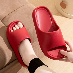 大红色本命年拖鞋女家居室内浴室防滑防臭洗澡情侣男凉拖结婚家用