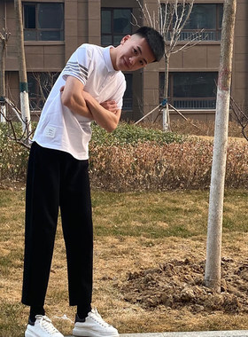 黑色垂感西裤夏季新品社会男生