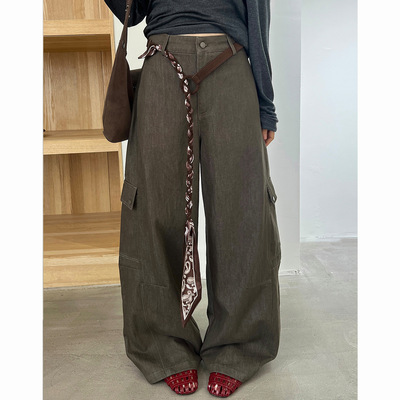 MAR   [T台]广州十三行美式休闲拖地裤秋季女装工装裤83168