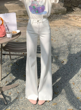 MAR  春TOP广州十三行韩版四面弹版型超正筒喇牛仔裤3100米白