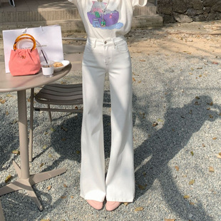 MAR  春TOP广州十三行韩版四面弹版型超正筒喇牛仔裤3100米白