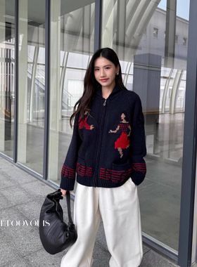 MAR   TT秋冬新款2442韩系ins慵懒针织上衣绒感提花加厚毛衣女