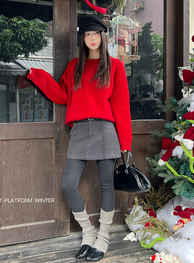 MAR   [T台]冬季新款加厚裙子含腰带韩系日常显瘦穿搭半身裙83503