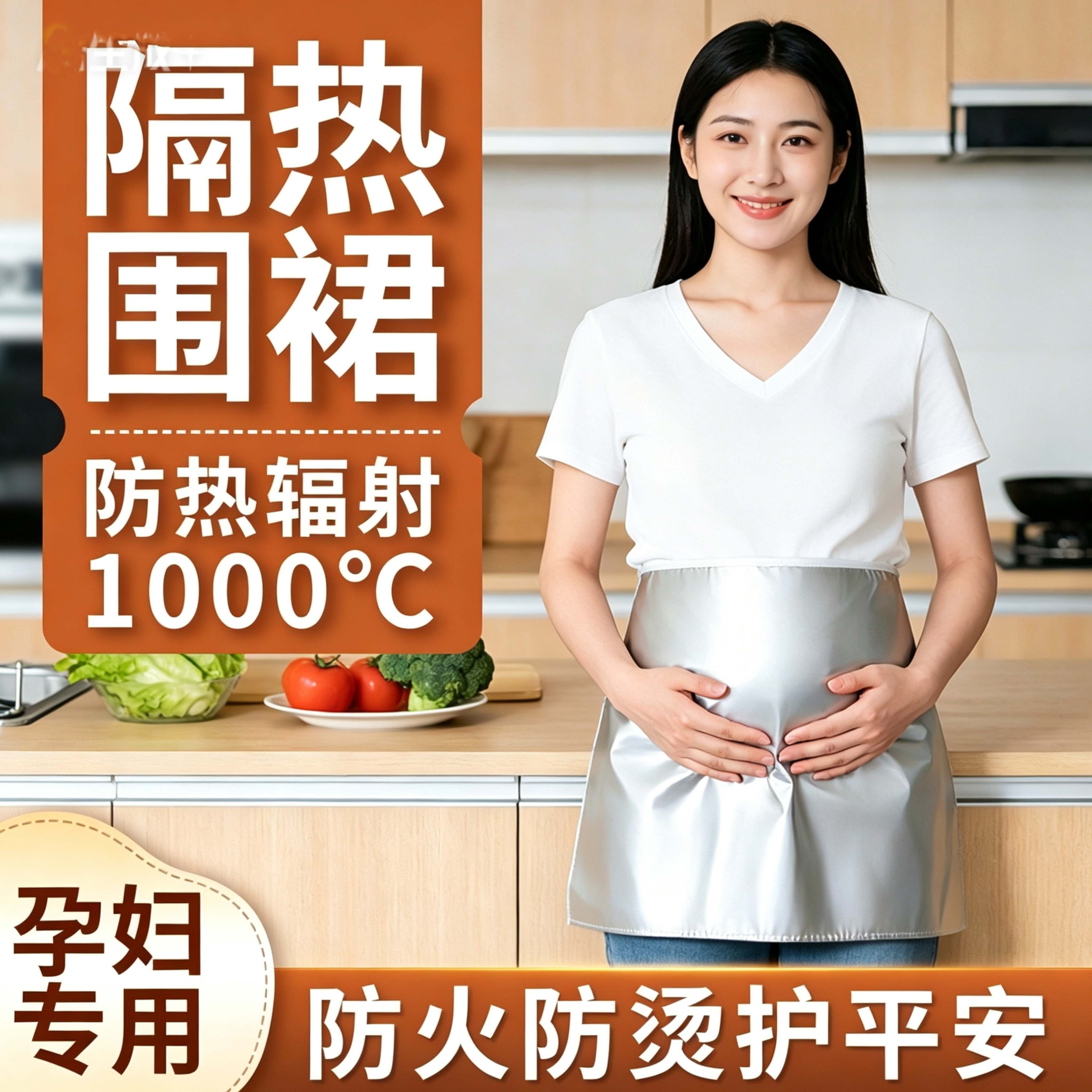 铝箔炒菜围裙孕妇隔热防热辐射肚兜防烫怀孕护肚防油厨房做饭肚围