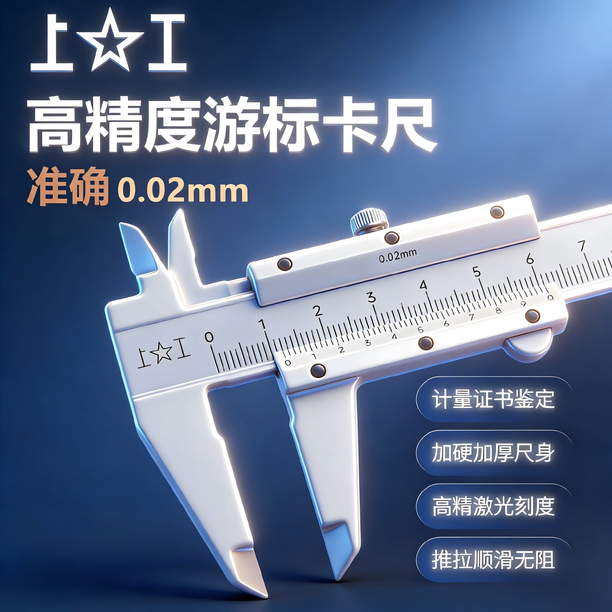 上工游标卡尺激光刻线高精度耐用图片