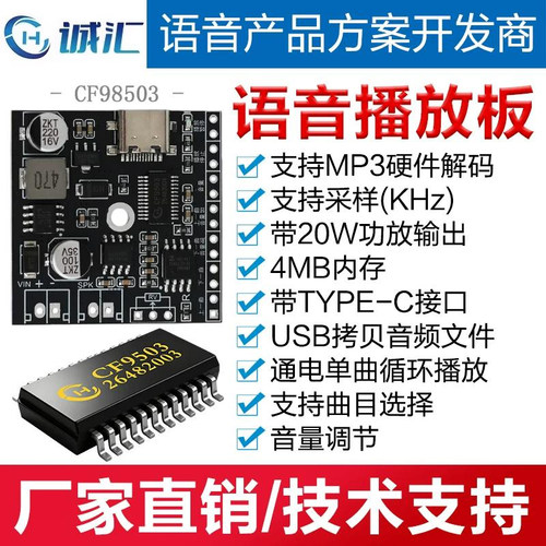 诚汇语音模块TYPEC接口20W功放