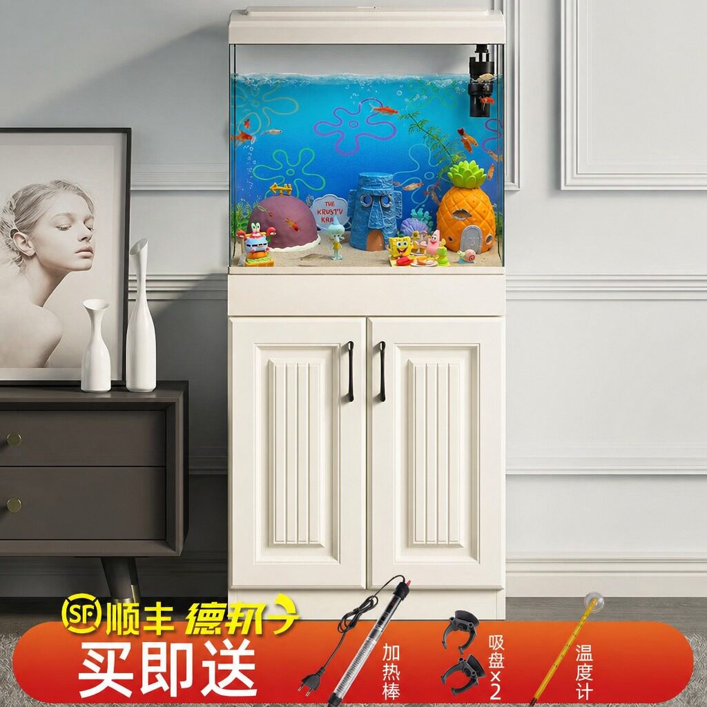 金鱼缸客厅小型带柜子一体新款立式造景家用过滤制氧2025电视柜旁