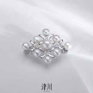 菱格轻奢风 天然珍珠胸花 高档胸针 丝巾扣 6-8mm